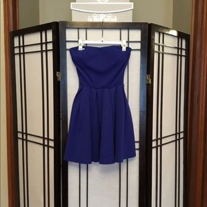 Strapless Blue Knit Dress